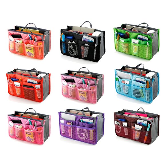 Travel Tote Handbag/Purse Insert Cosmetic Organizer (Purple) - Picture 5 of 7